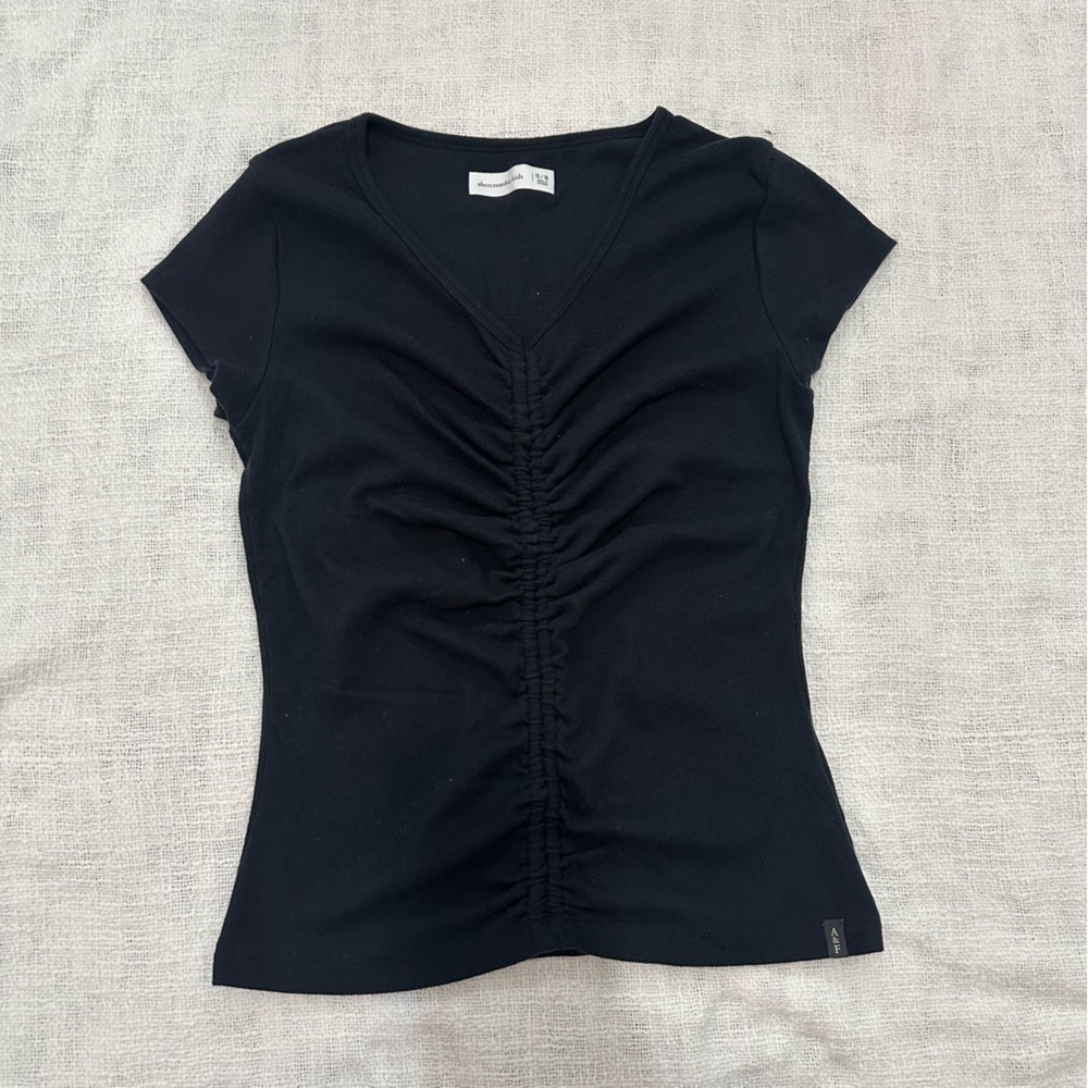 abercrombie kids front cinched tshirt black size 15/16 - Picture 2 of 8